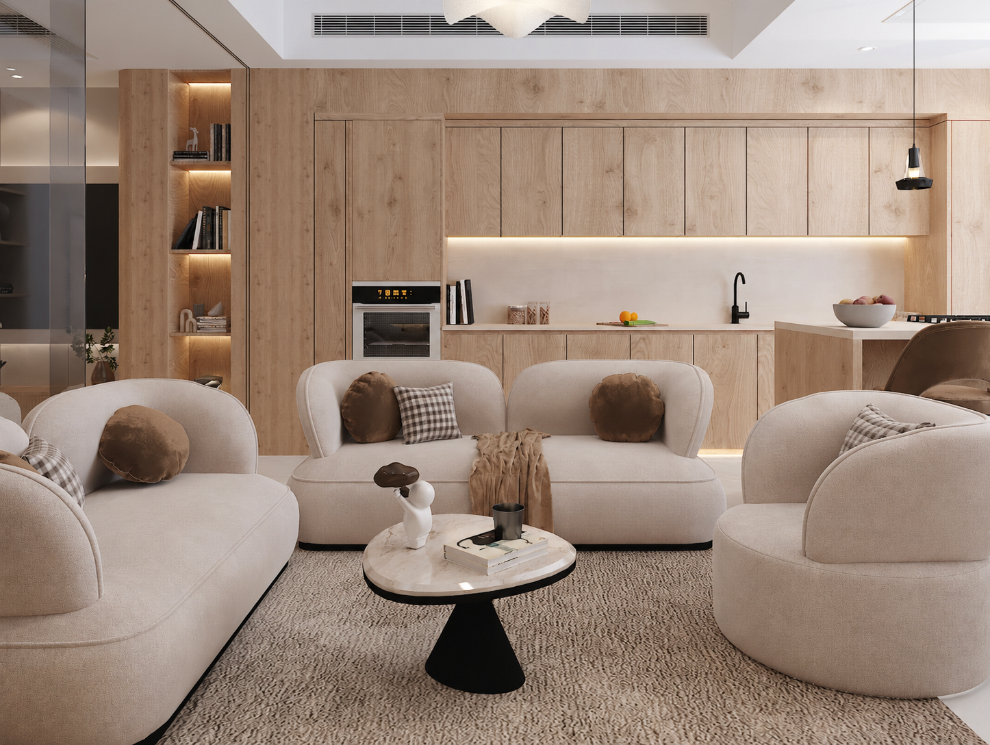 Fit Out Consultation for UAE Homes by X Factor Designs featuring coordinated furniture, kitchen joinery, lighting and interior detailing